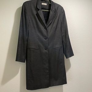 Amanda smith long coat. Size 12.  Black with tiny white polka dots.